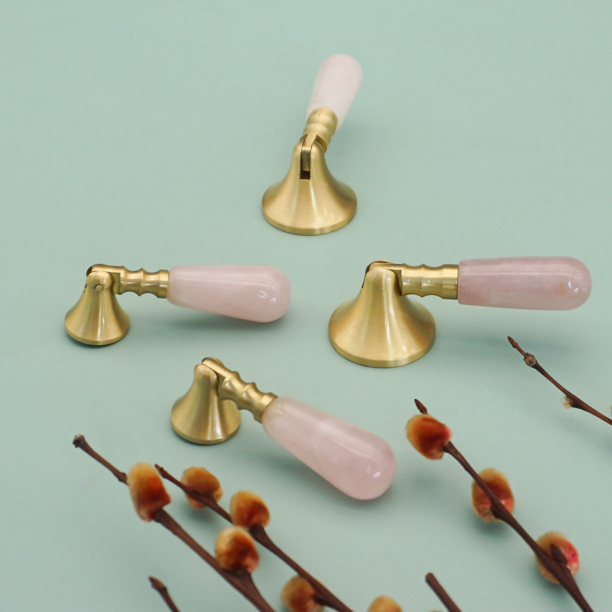 Pink Crystal + Brass Door Knob - Furniture Hardware Drop Pulls review and price